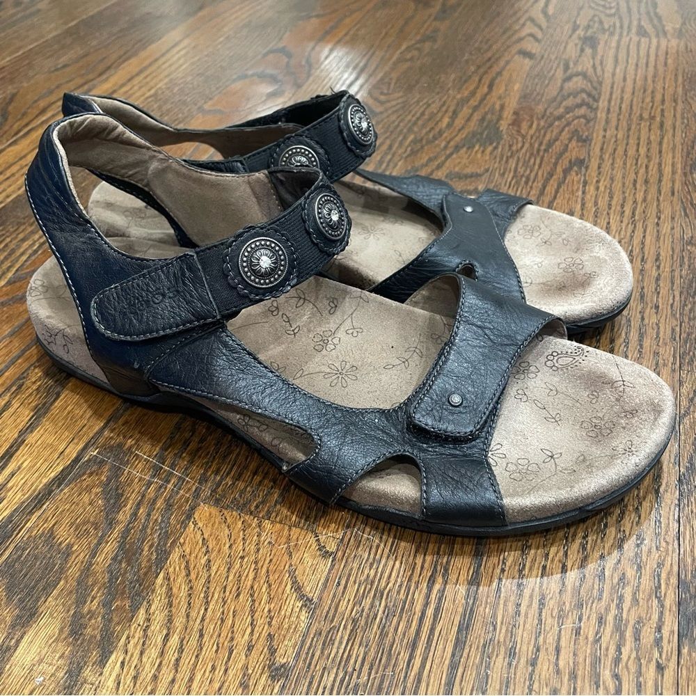 TAOS Eden 2 Black Leather Comfort Sandals